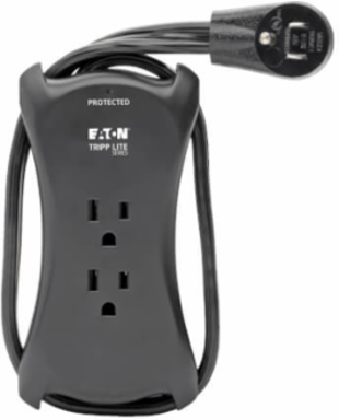 Travel Surge Protector with 3 Outlets, 18 Inch Cord, 1050 Joules, 2 USB Ports