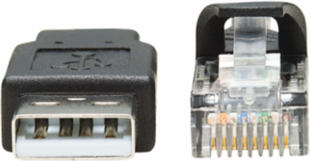 USB-A to RJ45 Rollover Console Cable, 6 ft., 250 Kbps, Black