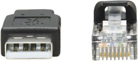 USB-A to RJ45 Rollover Console Cable, 10 ft., 250 Kbps, Black