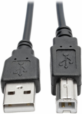 USB 2.0 A/B Coiled Cable 10 ft, Black, Supports 480 Mbps Data Transfer