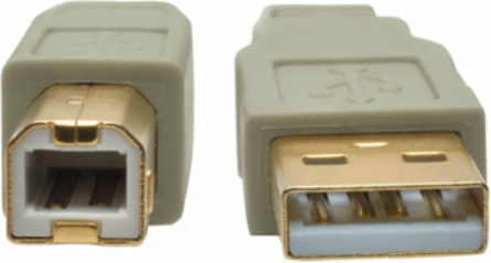 USB 2.0 A/B Cable 15 ft., Beige, Supports 480 Mbps Data Transfer