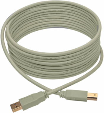 USB 2.0 A/B Cable 15 ft., Beige, Supports 480 Mbps Data Transfer