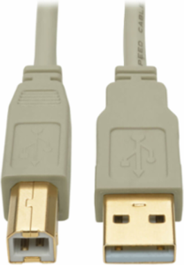 USB 2.0 A/B Cable 15 ft., Beige, Supports 480 Mbps Data Transfer