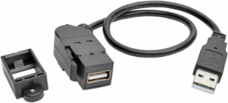 USB 2.0 Panel Mount Extension Cable 1 ft, Angled Connector, 480 Mbps