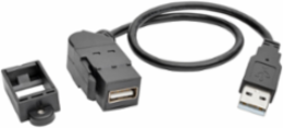 USB 2.0 Panel Mount Extension Cable 1 ft, Angled Connector, 480 Mbps