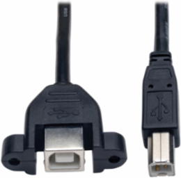 USB 2.0 Panel Mount Extension Cable 1 ft, B M/F, RoHS Compliant