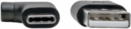 USB-A to USB-C Cable, Right Angle, 3 ft, USB 2.0, 480 Mbps