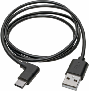 USB-A to USB-C Cable, Right Angle, 3 ft, USB 2.0, 480 Mbps