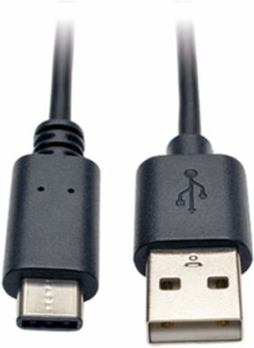 USB 2.0 Cable, USB-A to USB-C, 3 ft, Black, Nickel Plated Connectors
