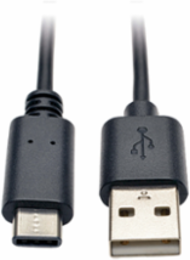 USB 2.0 Cable, USB-A to USB-C, 3 ft, Black, Nickel Plated Connectors