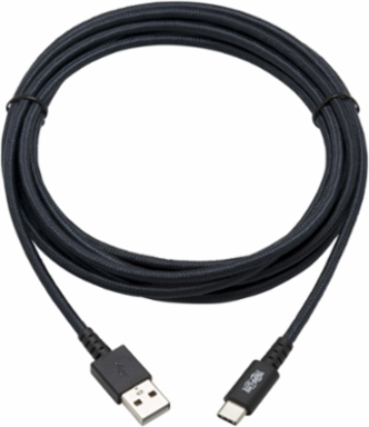 10 ft Heavy Duty USB-A to USB-C Cable, USB 2.0, Aramid Fiber, Gray