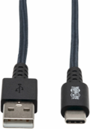 10 ft Heavy Duty USB-A to USB-C Cable, USB 2.0, Aramid Fiber, Gray