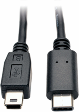 USB 2.0 5-Pin Mini-B to USB-C Cable, 6 Ft, Male/Male, 480Mbps