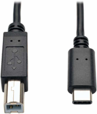 USB 2.0 B Male to USB Type-C Male Cable, 6 ft, Nickel Plated, Black