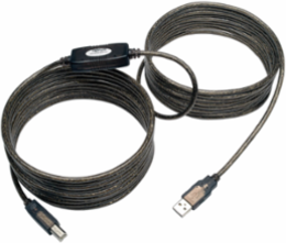 USB 2.0 A/B Active Repeater Cable, 25 ft., Black, 3-Year Warranty