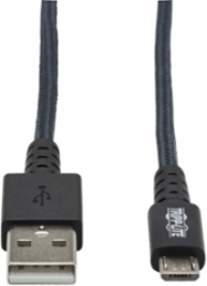 Heavy Duty USB-A to USB Micro-B Cable, 3 ft., UHMWPE, Aramid Fiber, Gray