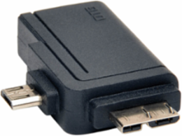 2-in-1 USB OTG Adapter, USB 3.0 Micro B Male, USB 2.0 Micro B Male to USB A Female