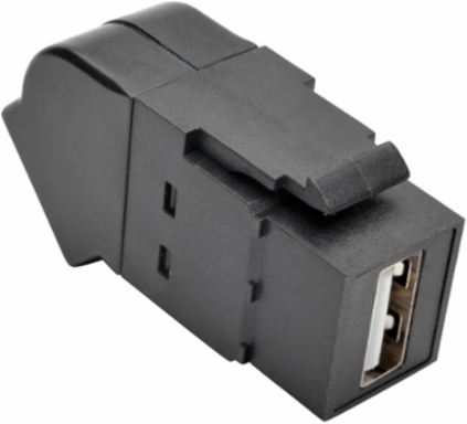 USB 2.0 All-in-One Keystone Panel Mount Angled Coupler, Black