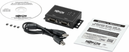 2-Port USB to Serial FTDI Adapter, COM Retention, 0.4 lbs, USB B to DB9 F/M