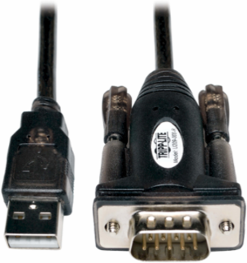 USB-A to RS232 (DB9) Serial Adapter Cable, 5 ft., Black, Male to Male