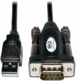 USB-A to RS232 (DB9) Serial Adapter Cable, 5 ft., Black, Male to Male