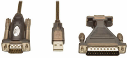 USB to Serial Adapter Cable, 5 ft, DB25 & DB9 Connectors, No Power Required