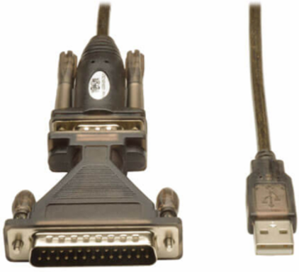 USB to Serial Adapter Cable, 5 ft, DB25 & DB9 Connectors, No Power Required