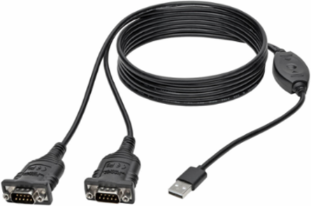 2-Port USB to DB9 Serial FTDI Adapter Cable, 6 ft., 225 Kbps, Male to Male