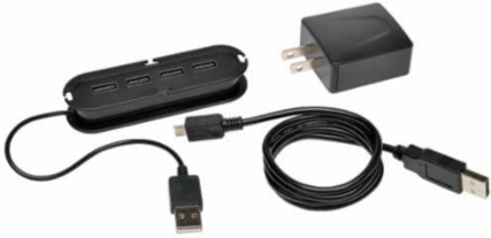 4-Port USB 2.0 Ultra-Mini Hub with Power Adapter, 0.5 ft Cable, 1.5A Charging