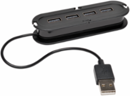 4-Port USB 2.0 Ultra-Mini Hub with Power Adapter, 0.5 ft Cable, 1.5A Charging