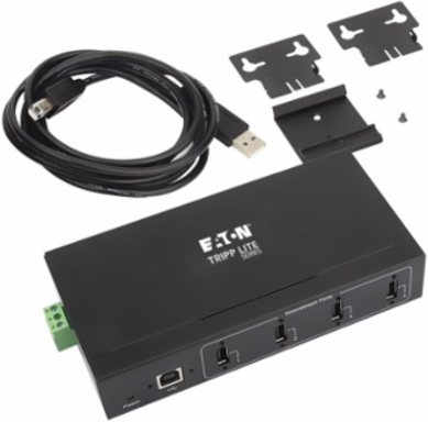 Industrial-Grade USB 2.0 Hub, 4-Port, 15 kV ESD Immunity, Metal Housing, Wall/DIN Mountable