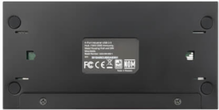 Industrial-Grade USB 2.0 Hub, 4-Port, 15 kV ESD Immunity, Metal Housing, Wall/DIN Mountable