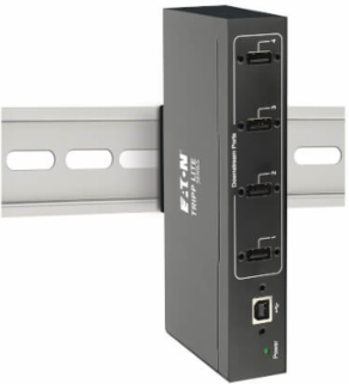 Industrial-Grade USB 2.0 Hub, 4-Port, 15 kV ESD Immunity, Metal Housing, Wall/DIN Mountable