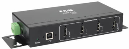 Industrial-Grade USB 2.0 Hub, 4-Port, 15 kV ESD Immunity, Metal Housing, Wall/DIN Mountable