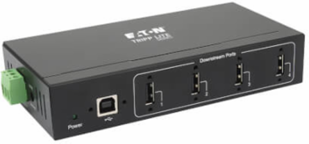 Industrial-Grade USB 2.0 Hub, 4-Port, 15 kV ESD Immunity, Metal Housing, Wall/DIN Mountable