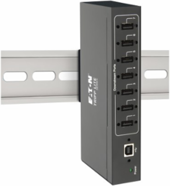 Industrial-Grade USB 2.0 Hub, 7-Port, 15 kV ESD Immunity, Metal Housing, Wall/DIN Mountable