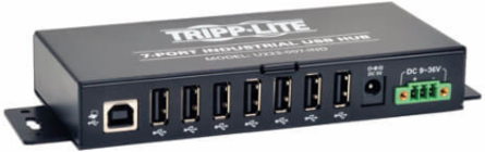 7-Port Industrial-Grade USB 2.0 Hub, Metal Housing, 15 kV ESD Immunity, 1 ft