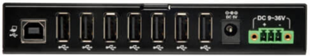 7-Port Industrial-Grade USB 2.0 Hub, Metal Housing, 15 kV ESD Immunity, 1 ft