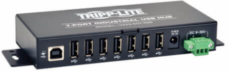 7-Port Industrial-Grade USB 2.0 Hub, Metal Housing, 15 kV ESD Immunity, 1 ft