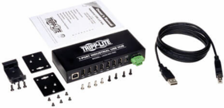 7-Port Industrial-Grade USB 2.0 Hub, Metal Housing, 15 kV ESD Immunity, 1 ft