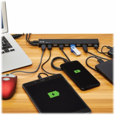 USB 2.0 Hub, 10-Port, with Power Supply and International Plug Adapters