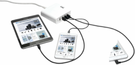 4-Port USB Charging Station, 5V 2.4A Outputs, UK Version