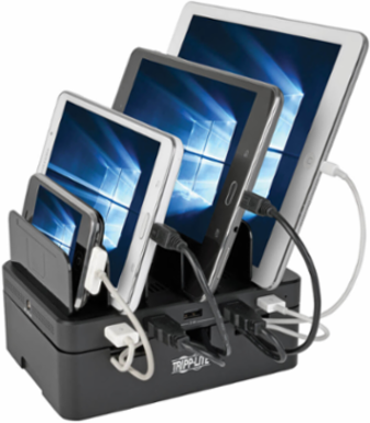 5-Port USB Charging Station, 12V 4A, 48W Output with Device Storage