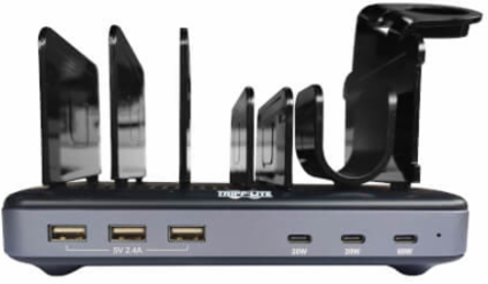 120W Multi-Device Charging Station, 60W USB-C, 2x 20W USB-C, 3x USB-A Ports, with Storage