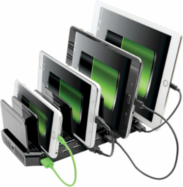 10-Port USB Charging Station, 12V 8A Output, Adjustable Storage