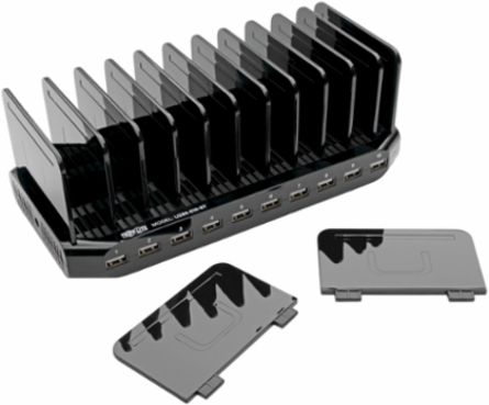 10-Port USB Charging Station, 12V 8A Output, Adjustable Storage