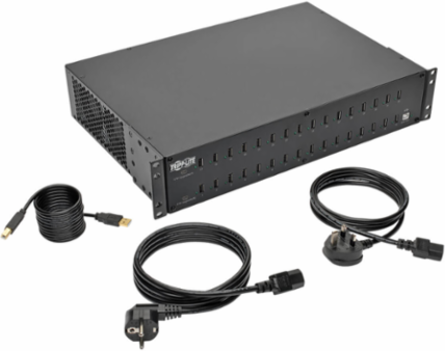 32-Port USB Charging Station, 230V, 5V 80A, 2U Rack-Mount