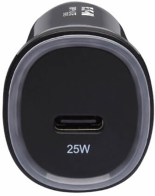 Car Charger, USB-C, 25W PD 3.0, Black