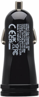 Car Charger, USB-C, 25W PD 3.0, Black