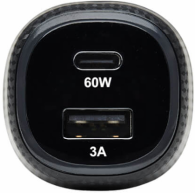 Dual-Port USB Car Charger, 63W Max - USB-C PD 3.0 Up to 60W, USB-A QC 3.0 Up to 18W